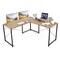 2-Person L-Shaped Long Reversible Computer Desk with Monitor Stand and Steel Frame